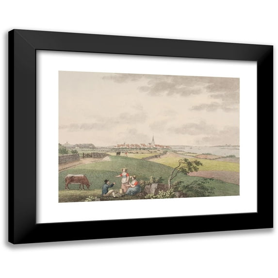Søren L. Lange 14x11 Black Modern Framed Museum Art Print Titled - Rudkobing at Langeland (1819 - 1820)