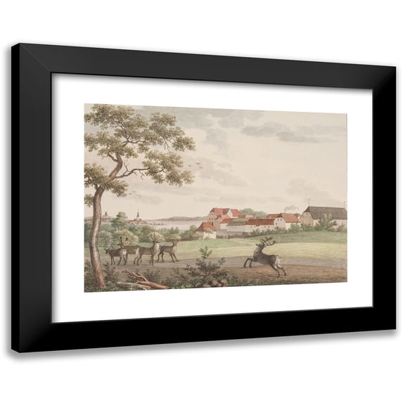 Søren L. Lange 18x14 Black Modern Framed Museum Art Print Titled - Bygholm at Horsens (1821 - 1822)