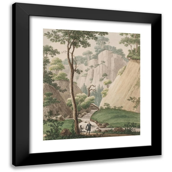 Søren L. Lange 20x23 Black Modern Framed Museum Art Print Titled - A View at Liselund at Moen (1805)