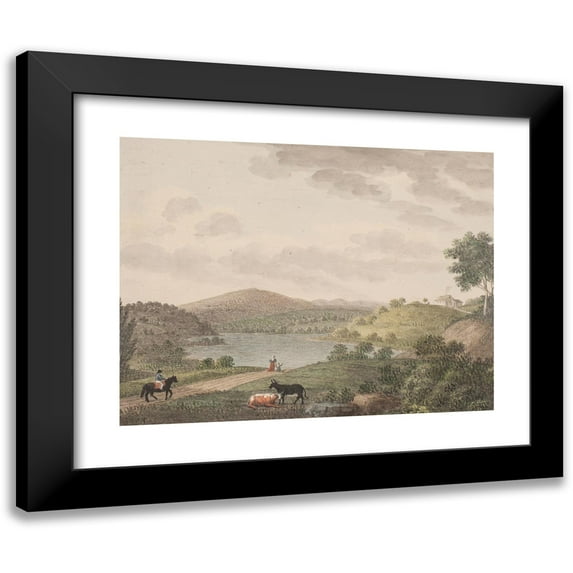 Søren L. Lange 24x19 Black Modern Framed Museum Art Print Titled - Aborrebjerget. a View of Mon (1820 - 1821)