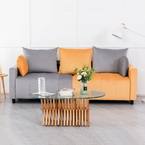 S-shaped Spring Velvet Sofa with 2 Seats / Molds to Body's Natural Curves