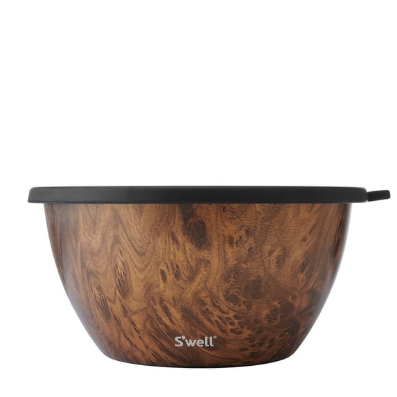 S'well Stainless XL Salad Bowl Kit Teakwood Brown