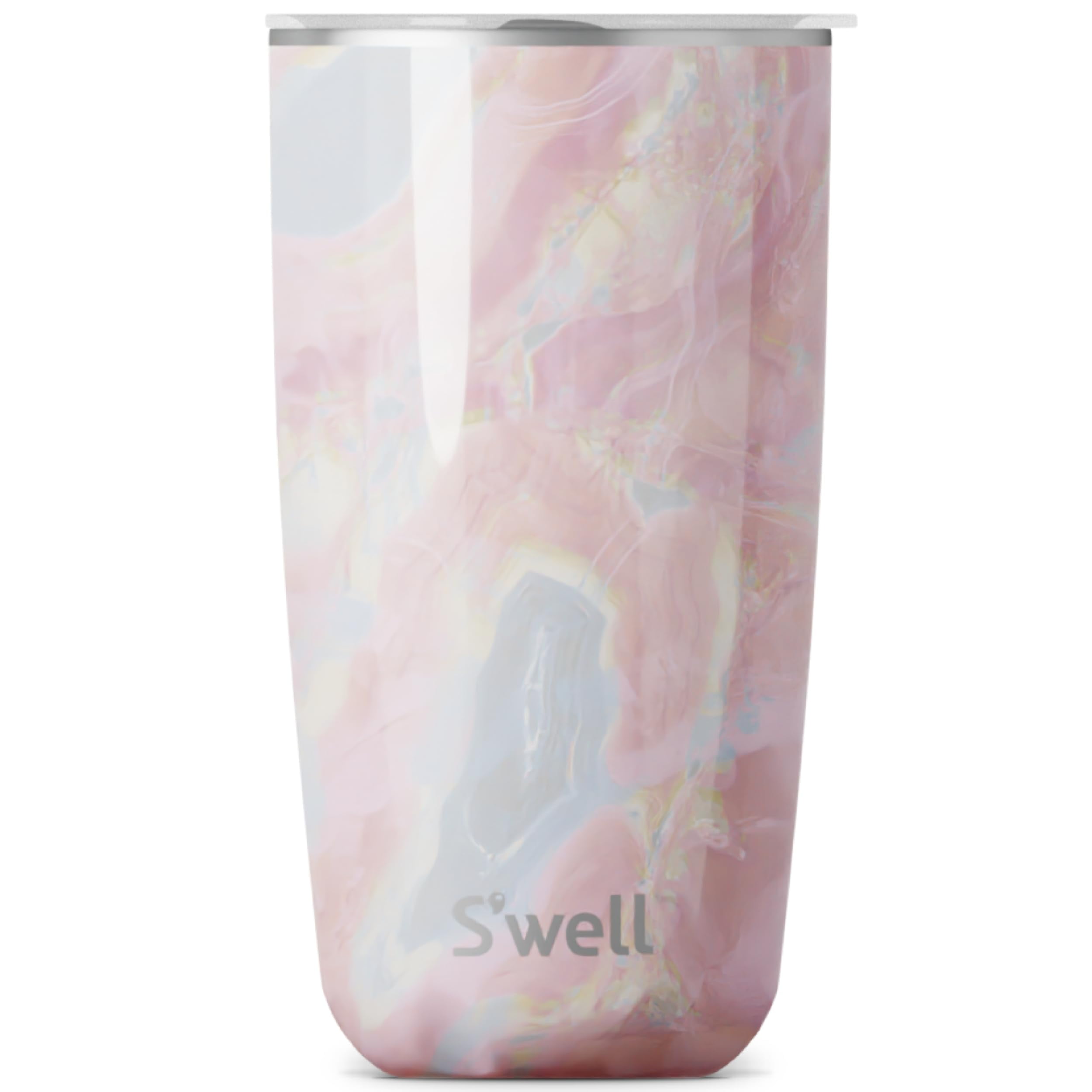 S'well Stainless Steel Tumbler with Slide-Open Lid, 18oz, Geode Rose, Triple Layered Vacuum Insulated Containers Keeps Drinks Cold for 12 Hours and Hot for 4, BPA Free