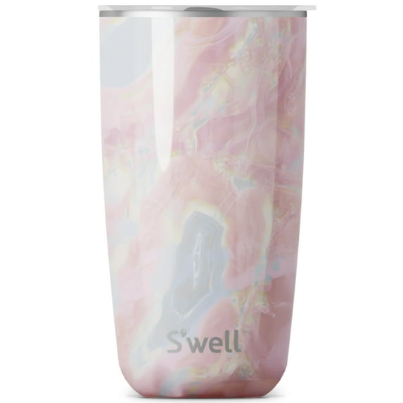 S'well Stainless Steel Tumbler with Slide-Open Lid, 18oz, Geode Rose, Triple Layered Vacuum Insulated Containers Keeps Drinks Cold for 12 Hours and Hot for 4, BPA Free