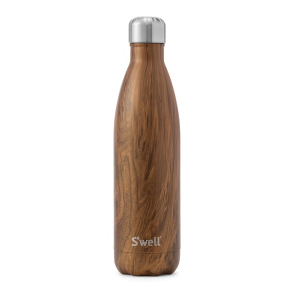 S'well Vacuum Insulated Stainless Steel Water Bottle, Teakwood, 25 oz