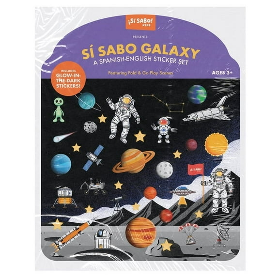 Si Sabo Sticker Books for Kids Space Sticker Book: Reusable Puffy Sticker Activity Book for Kids: With 30+ Glow-In-The-Dark Stickers, 2 Fold-Out Play &, (Hardcover)