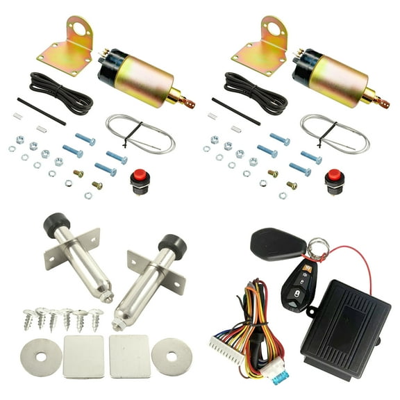 Two Door Shaved Door Handle Kit Popper Solenoid Street Rat Hot Rod Car Truck with Door Poppers Trunk Popper& Keyless Entry System Central Locking Remote Control Kit Universal (100lb)