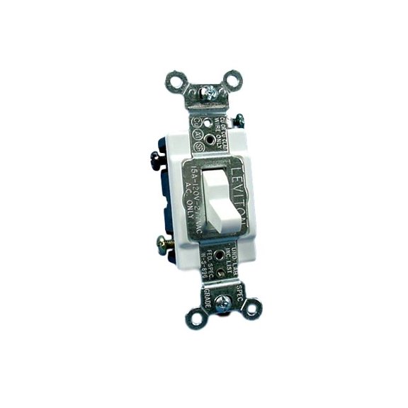 Leviton 5503-2WS White Commercial Grade Three Way Toggle Light Switch 15A