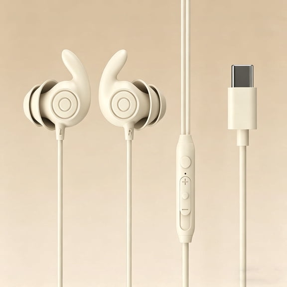 S02 Sleep Earphones, Noise Isolation USB C Sleep Headphones Wired, Lightweight Soft Silicone Earbuds with Mic for Insomnia, Side Sleeper, Snoring, Air Travel, Yoga, Relaxation, Meditation