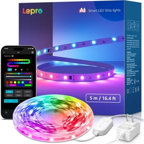 S1 AI LED Strip Lights for Bedroom - 16.4ft Smart RGB Light Strips with IC and Rainbow Chasing Effects, Color Segment DIY, Personalized Al Lighting Designer, No Remote, 2.4G Wi-Fi & Bluetooth