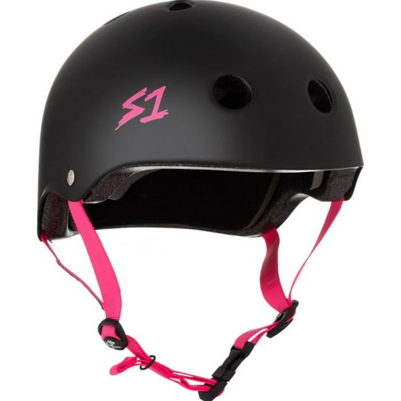 S1 Lifer Helmet - Black Matte w/ Pink Straps