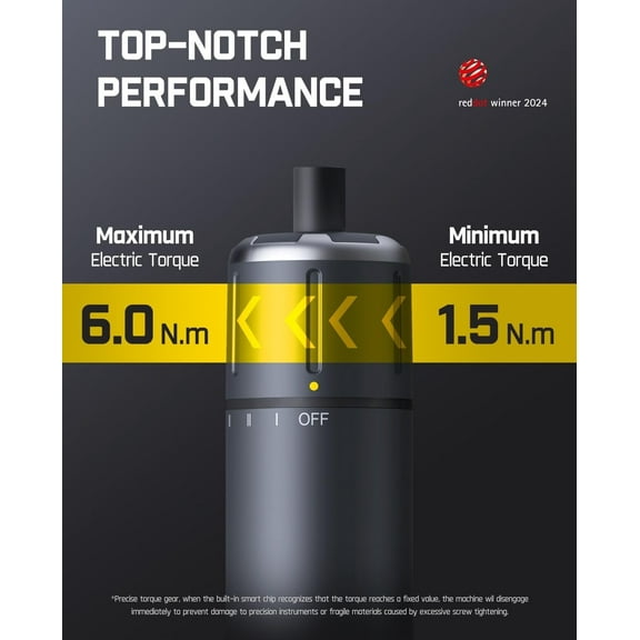 S1 Pro Electric Screwdriver, Power Screwdriver with16 S2 Steel Bits, 3 Torque Settings, Max 6 N.m, 2000mAh Battery, LED Light & 1/4''Hex, Ideal Tool for Furniture & Gaming PC