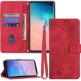 thumbnail image 1 of S10 Phone Case Wallet,for Galaxy S10 Case,[Card Holder Slots][Wrist Strap][Stand Function] TPU Interior Protective PU Leather Phone 2023 Flip Cases Cover for Samsung Galaxy S10 6.1 Inch (Red), 1 of 14