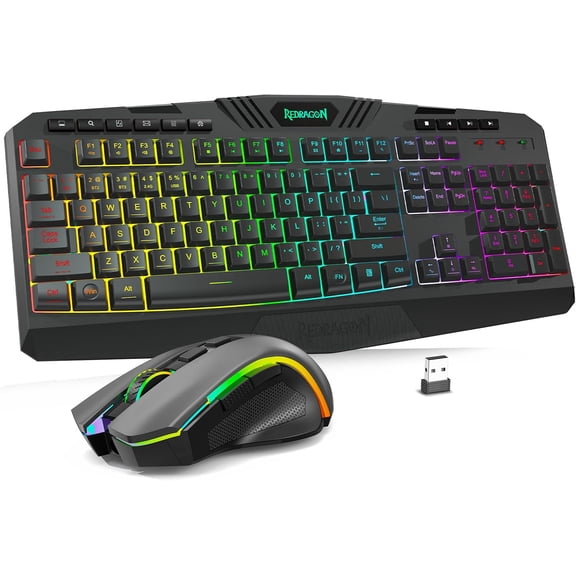 S101M-KS Gaming Keyboard and Mouse Wireless with Tri-Mode, RGB Keyboard and 4800 DPI Gaming Mouse, 10 Independent Multimedia Keys for Wins, PC, Computer, Wireless S101 Ideal for Gamer