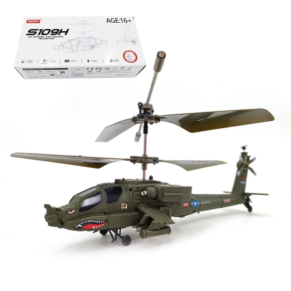 S109H Apache RC Helicopter 2.4GHz 3CH Gyro Stabilized Remote Control Aircraft with LED Navigation Lights, One-Key Takeoff & Landing, Gift for Adults (RTF)