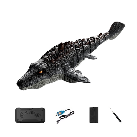 S11 RC Mosasaur Boat with HD Camera, WiFi FPV High Simulation Remote Control Water Dinosaur Model Toy, Dual Motor Waterproof Spray Boat with LED Lights Summer Water Toy for Pools & Lakes