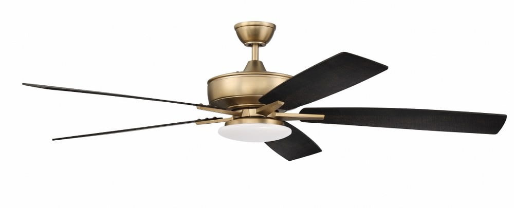 Satin Brass 60" Ceiling Fan with Black Walnut Blades and LED Light