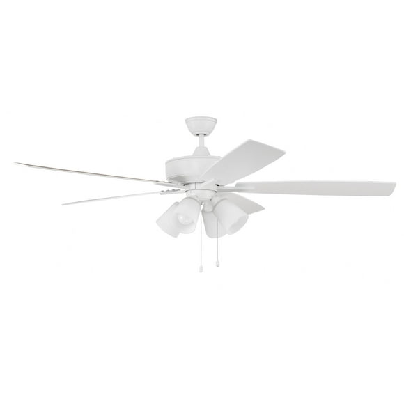 S114W5-60WWOK-Craftmade Lighting-Super Pro 114 Series - 60 Inch 5 Blade Ceiling Fan with Light Kit