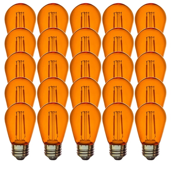 S14 AMBER colored LED filament Plastic bulbs Box of 25