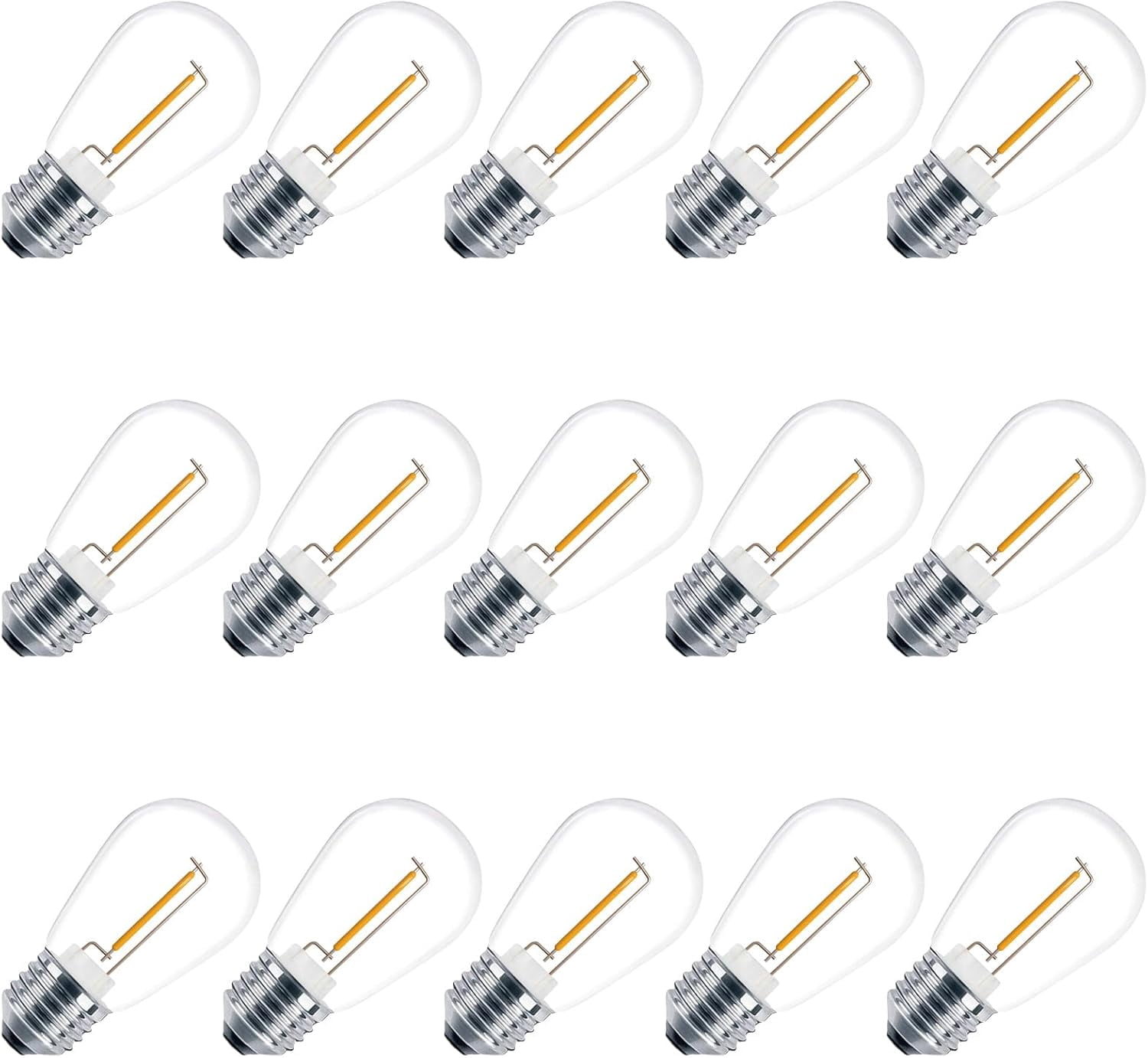 Led String Light Bulb Types S14 Colored LED String Light Bulbs, 15 Pack 1 Watt Plastic Shatterproof ...