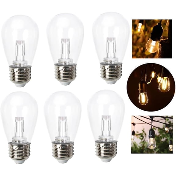 S14 E26 E27 Guide Pillar Light LED Bulbs Outdoor Waterproof PET Garden Light Fall Resistant 1.2W Christmas Wedding Atmosphere Light 6 Pcs Warm White
