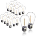 thumbnail image 1 of S14 LED 1 Watt (11 Watt Equivalent), String Light Bulb Replacement, Warm White (2200K) E26/Medium (Standard) Base (Set Of 24), 1 of 6