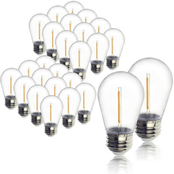S14 LED 1 Watt (11 Watt Equivalent), String Light Bulb Replacement, Warm White (2200K) E26/Medium (Standard) Base (Set Of 24)
