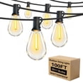 thumbnail image 1 of S14 LED 100ft Outdoor String Lights, 30+1 Shatterproof Waterproof Bulbs for Patio Cafe Bistro, 1 of 9