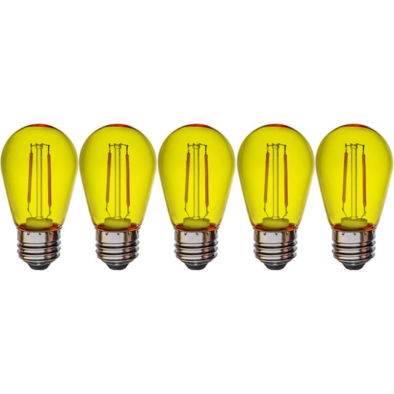 S14 YELLOW colored LED filament Plastic bulbs Box of 5