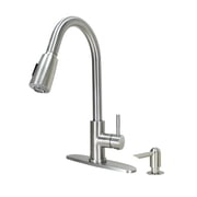 S1491123SD - Single Handle High Spout Pull-Down Dual Spray Stainless Steel Kitchen Faucet with Soap Dispenser, Stainless Steel