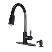 S1491423SD - Single Handle High Spout Pull-Down Dual Spray Stainless Steel Kitchen Faucet with Soap Dispenser, Matte Black