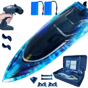 S15 Fast RC Boat with LED Lights, 30+KM/H, High Speed Remote Control Racing Boat, Self-Righting, 2 Batteries, 30+ Mins, 2.4GHz Pool & Lake Toys for Kids & Adults