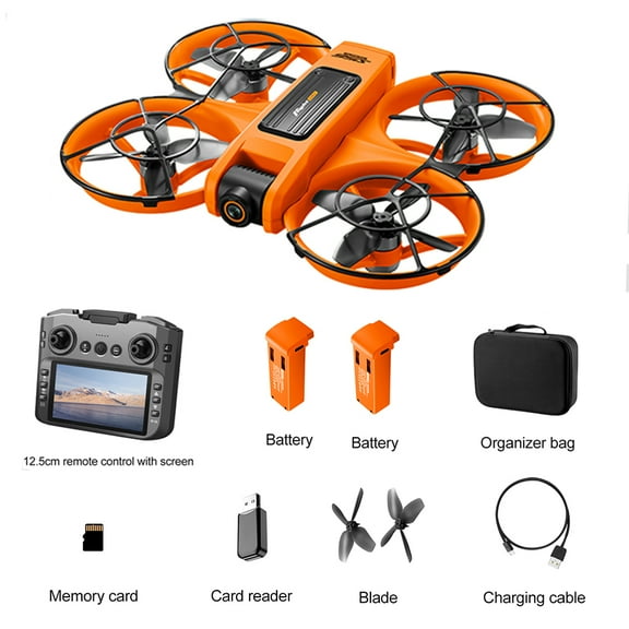 12.5cm Large Screen RC Drone, Brushless Motor, HD Dual camera50x Zoom, Optical Flow Positioning, Gesture &Trajectory Dual control, Children's and Adult Toy Flying Aircraft,2 battery