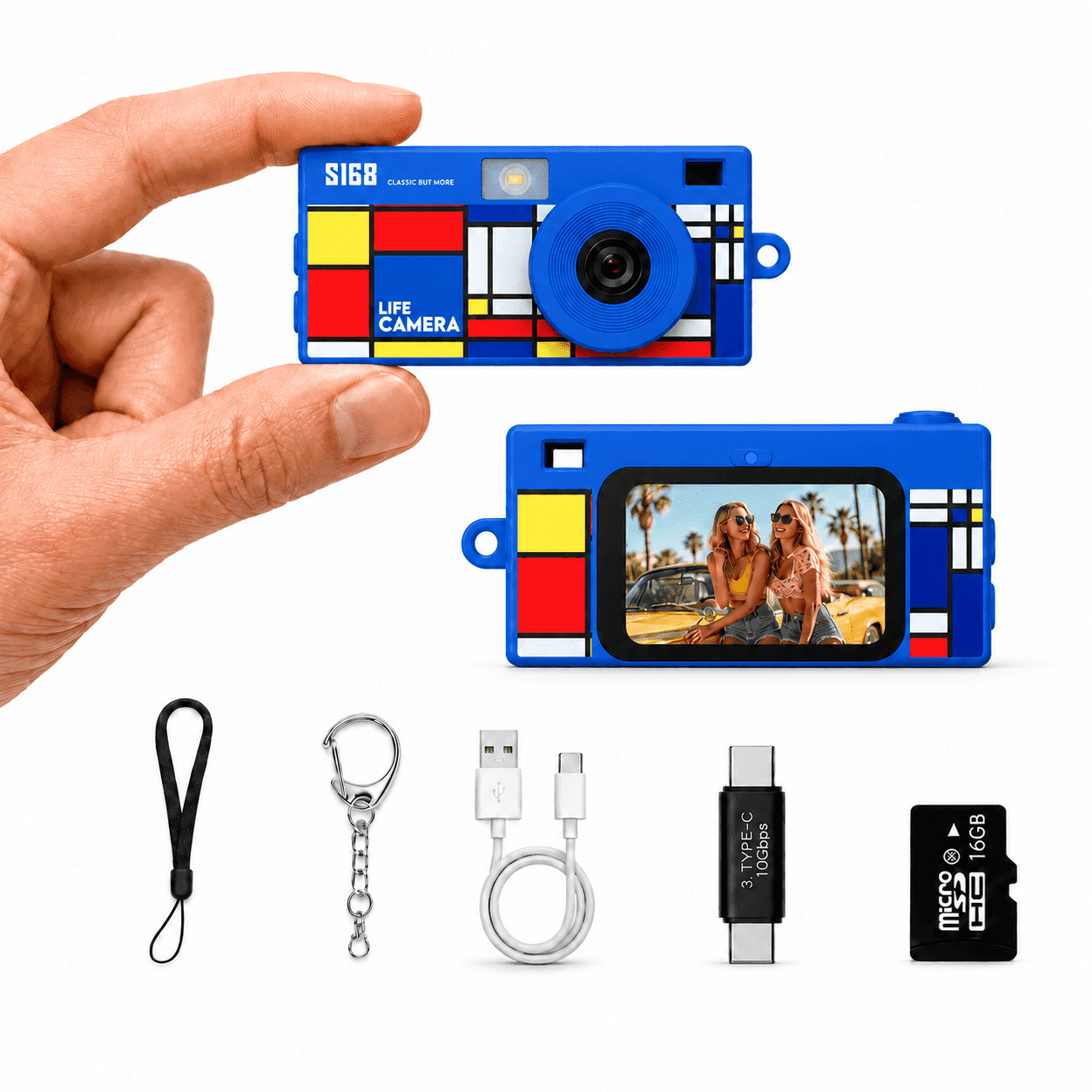 S168 Mini Digital Camera, 1440P HD Portable Keychain Design with