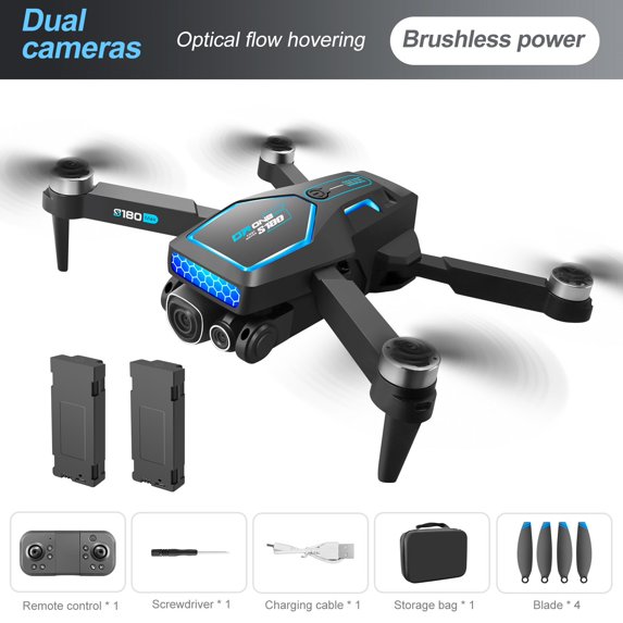 S180 HD dual camera quadcopter with dual battery WIFI function, mobile application control, obstacle avoidance function, Halloween/Christmas/New Year gift children's toys Black