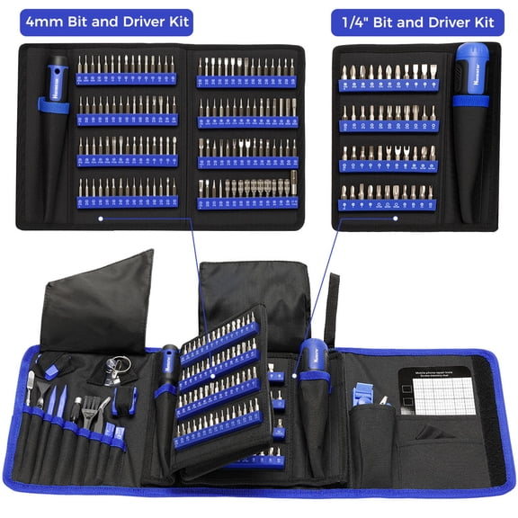 S191 Multifunctional Precision Screwdriver Set 120pcs 4mm Bits, 44pcs 1/4 Safety Bits & 27 Accessories-Hunkstar