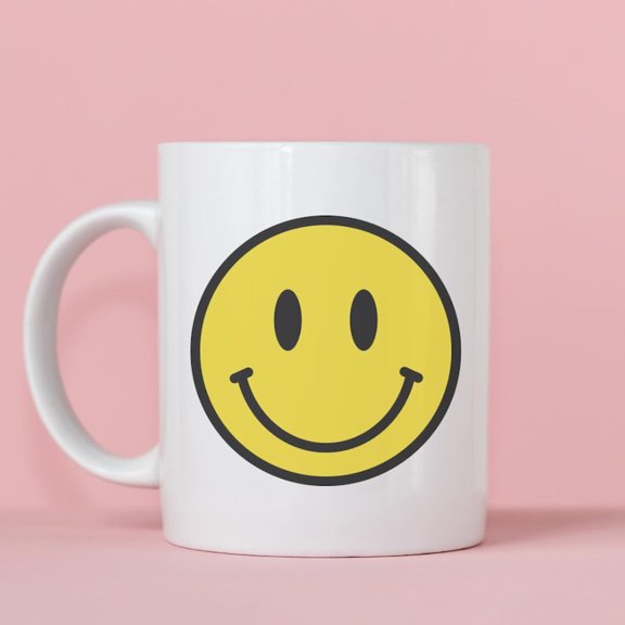 S1Miley Face Accenoffee Mug, Cute Coffee Cup, Gift for F11RIENDS, Cheerful Drinkware, Inspirational Morning Mug, Fun Home DE1cor