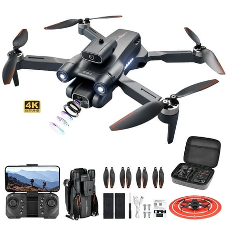 S1S RC Drone with 4K HD Camera for Adult, RC Quadcopter with High Speed Brushless Motor, Hand gesture photography, Waypoint Fly, Optical Flow Position, 2 Batteries