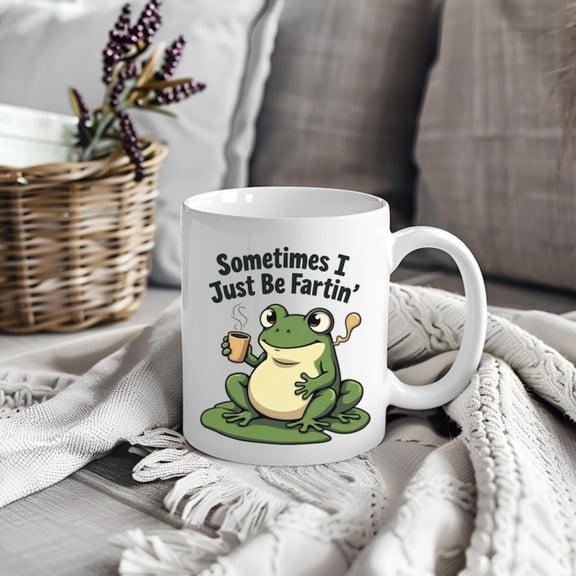 metimes I Just Be Fartin Mug, Funny Frog Coffee Cup, Meme Gag Gift, Were Drinkware, Quirky Frog Mug, Unhinged Humor Tea Cup.