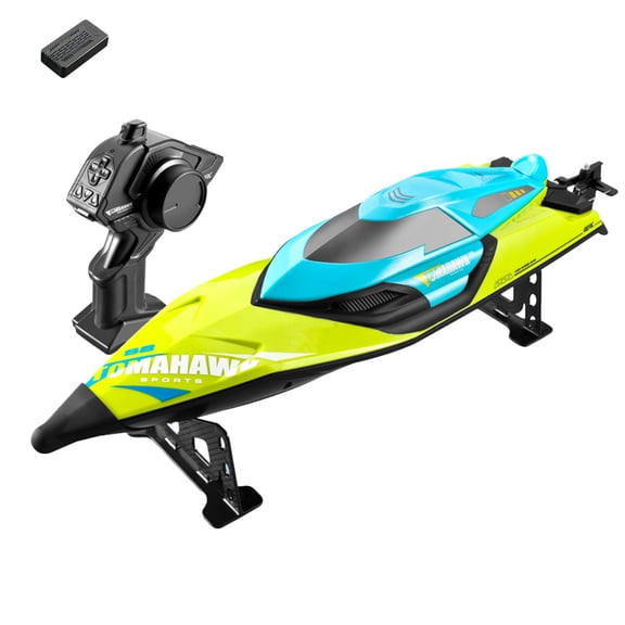 S2 RC Speedboat With 70kmh High Speed Water Cooled Motor 2.4GHz 200m Remote Control Self Recovery LED Lights For River Lake And Outdoor Water Racing( Green / 1 Battery )