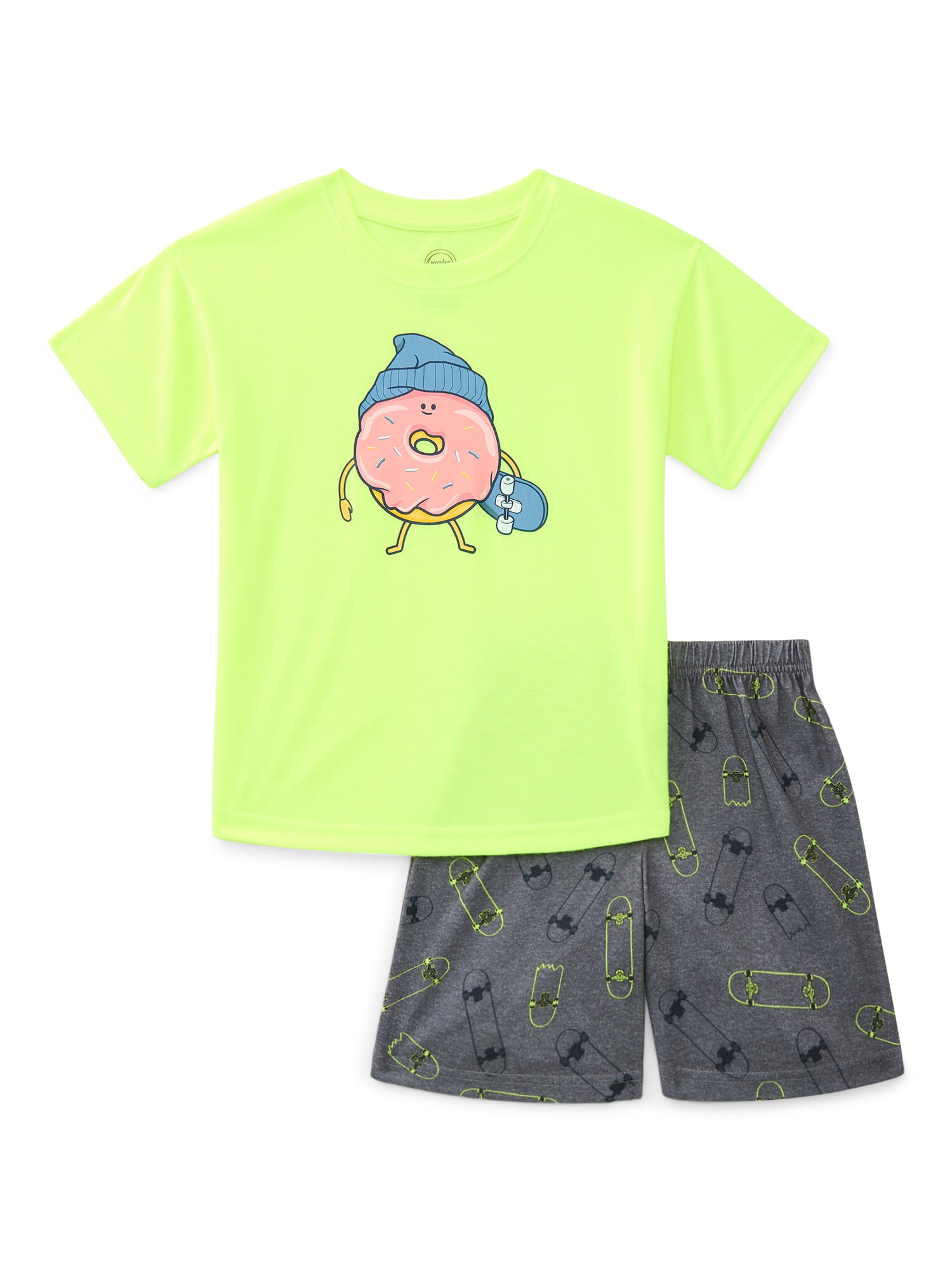 Wonder Nation Boys Tee and Shorts Pajama Set, 2-Piece, Sizes 4-18