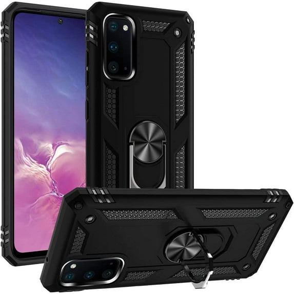 for S20 Case Samsung S20 5G Case Galaxy S20 Phone Case Military Grade Protective Samsung Galaxy S20 Cases Cover with Ring Car Mount Kickstand for Samsung Galaxy S20/S20 5G - Black
