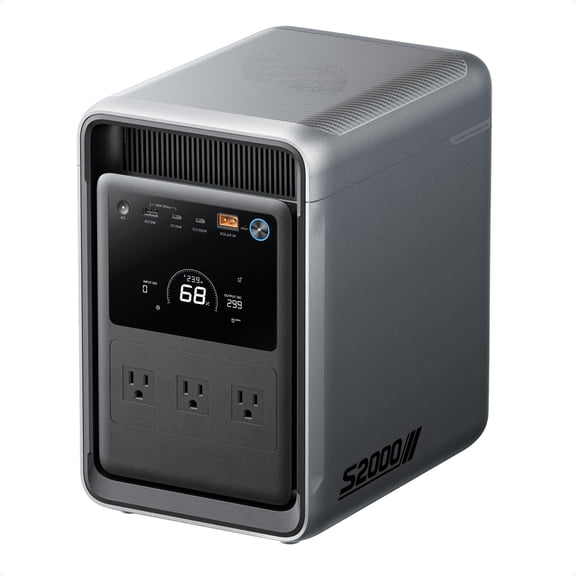 S2000 Portable Power Station, 2,010Wh LiFePO4 Battery, 1,500W AC Output, 3,000W Peak, 400W Solar Input, UPS Backup, Portable Solar Generator for Home, Camping and Emergency