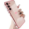 thumbnail image 1 of S21 Case, for Samsung Galaxy S21 Case Women Girls Cute Plated Design Soft Silicone Camera Protection Protective Lovely Heart Phone Case for Galaxy S21 5G (Pink), 1 of 15