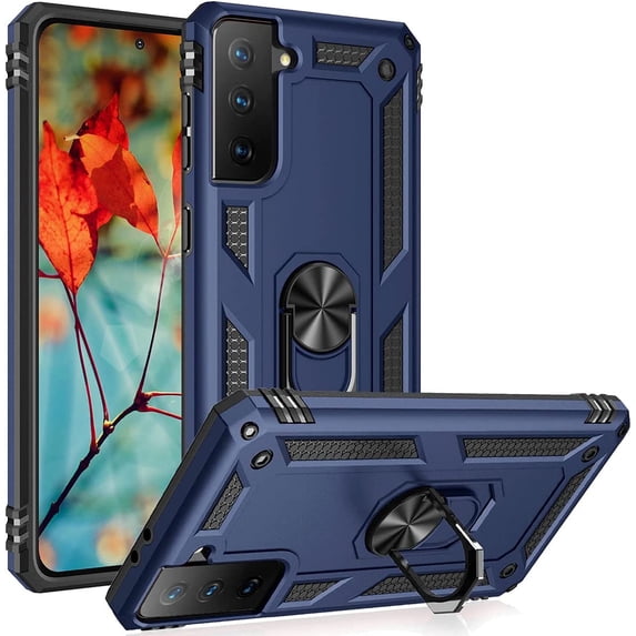 S21 FE Case, Samsung Galaxy S21 FE Case Military Grade Protective with Magnetic Car Mount Ring Holder Stand Cover for Samsung Galaxy S21 FE - Blue