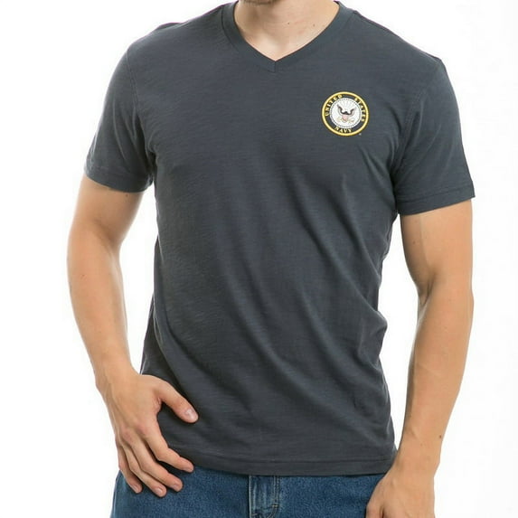 S21-NAV-NVY-02 Military V-Neck Tee, Navy, Navy, Medium