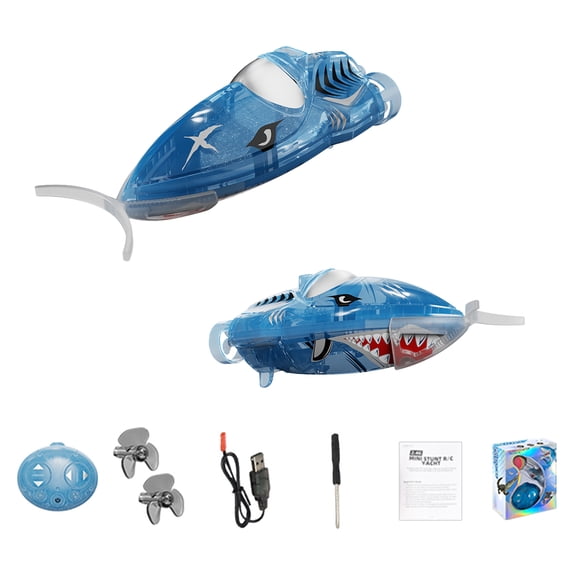 S21-YW Mini 2.4G High-Speed RC Speedboat, Dual-Mode Ocean Animal Design RC Boat with Water Ball, Colourful Lights & Stunt Functions