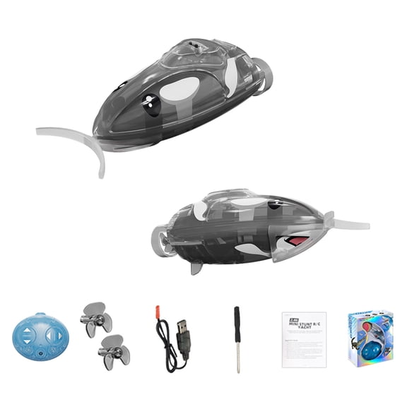 S21-YW Mini 2.4G High-Speed RC Speedboat, Dual-Mode Ocean Animal Design RC Boat with Water Ball, Colourful Lights & Stunt Functions