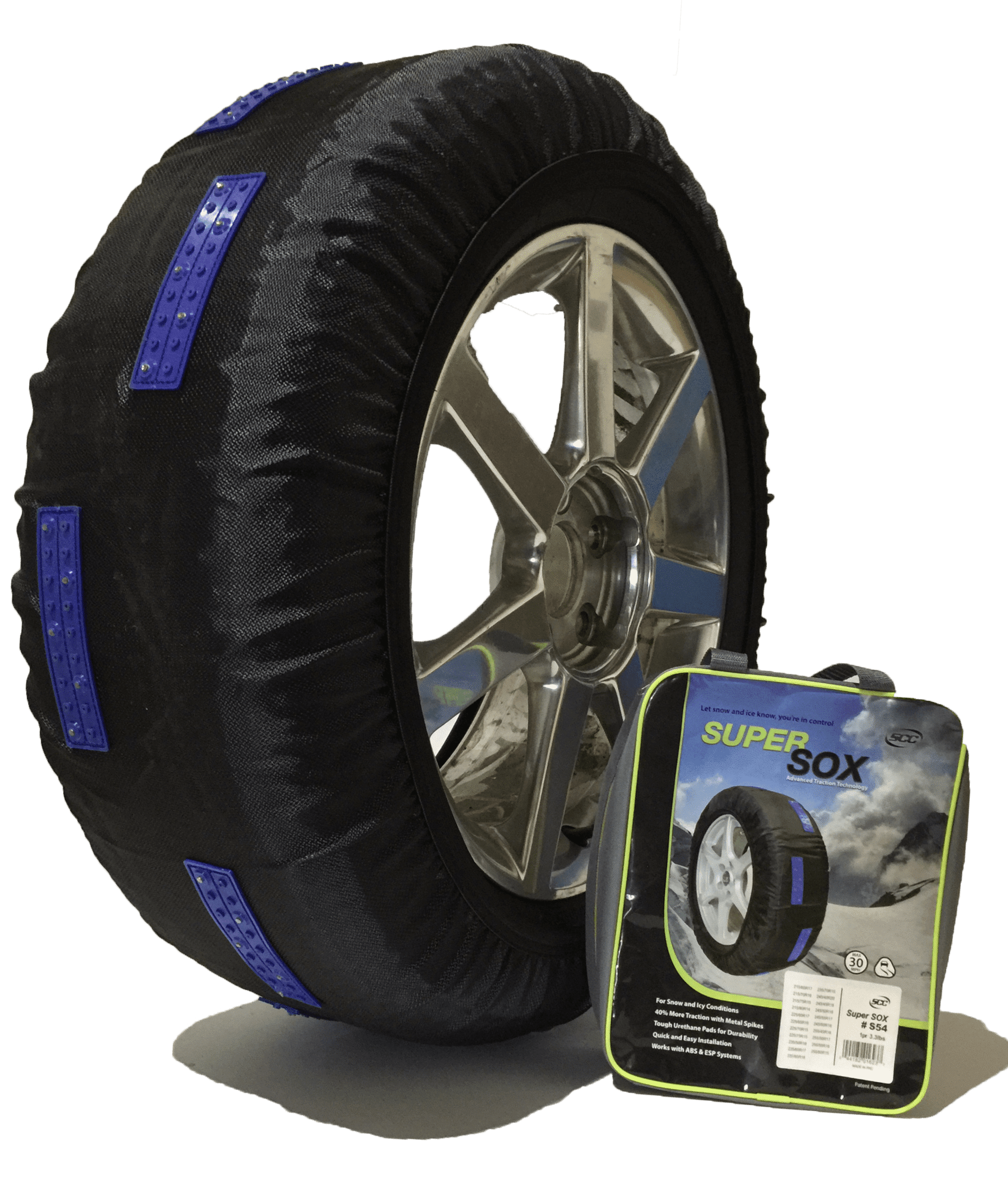 S22 SuperSox Tire Traction with Reinforced Studded Urethane Pads by SCC/Peerless Chain - Set of 2