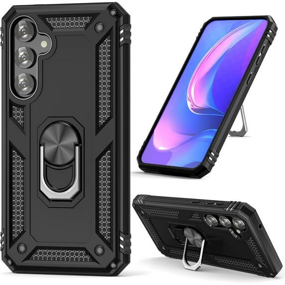 S23 FE Case Samsung S23 FE 5G Phone Case Galaxy S23 FE Case,Military Grade Protective Samsung S23 FE Case with Ring Kickstand for Samsung Galaxy S23 FE Black Case